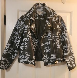 Kids black faux leather jacket
